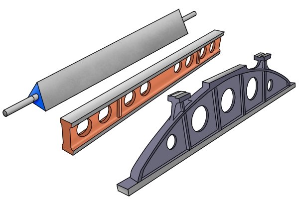 Three types of engineers straight edge, bow shape, I section and triangular