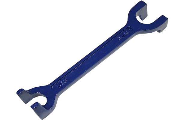 Fixed basin tap wrench, Basin Wrench Basin wrench 1/2in x 3/4in, (15 X 22mm) accurately manufactured from cast iron. Ideal for use in awkward places, eg. back nuts fitted to taps behind sinks or baths. 