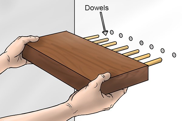 Pile of wooden dowels for use in wood joinery