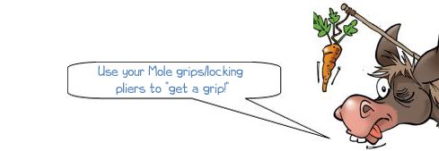 Wonkee Donkee Use your Mole grips/locking pliers to "get a grip!"