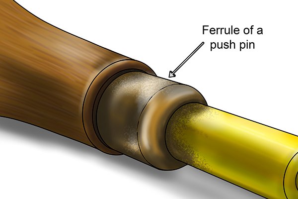 Brass ferrule of a push pin