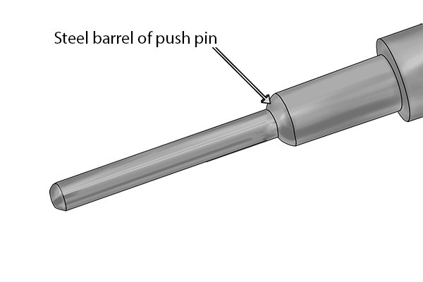 Steel barrel of a push pin