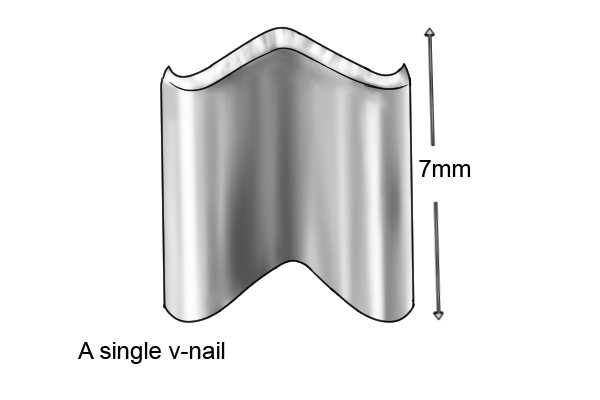 Example of a v-nail for use with a V-nail pusher