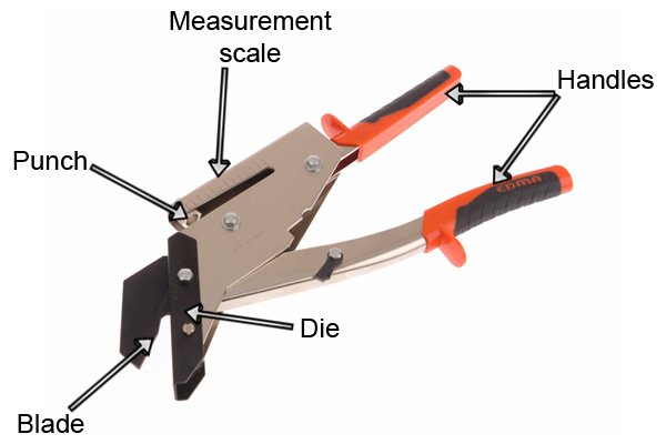 Different parts of a slate and punch cutter