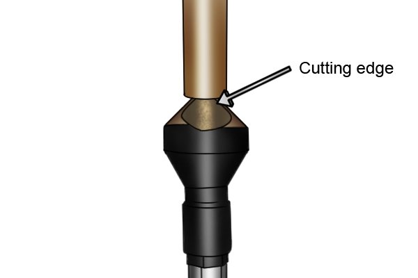 The deburring cutter has a single cutting edge for removing burrs on the edge of holes.