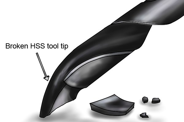 HSS chipped edge of a tool bit