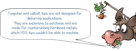 This type of tool is not designed for deburring. Becuase they are expensive to purchase and are designed for countersinking hardened metals, that HSS wouldn't be able to machine.