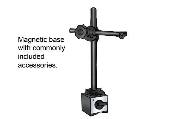 Magnetic base with the most commonly included accessories