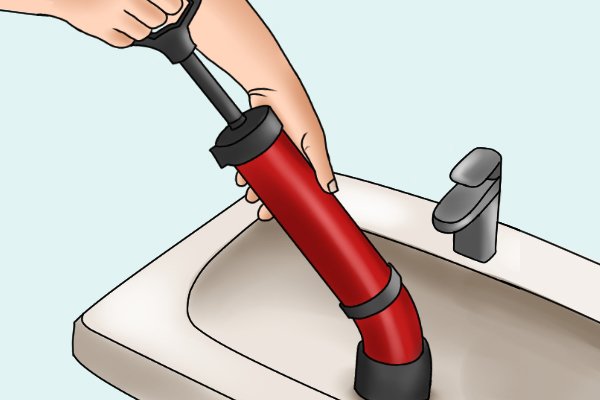 Force pump clearing a sink blockage 