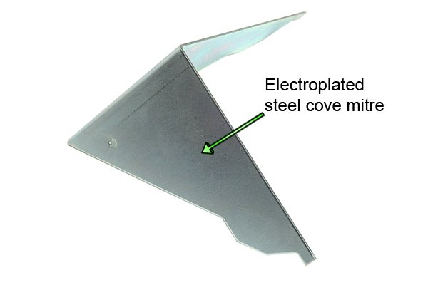 Electroplated steel cove mitre
