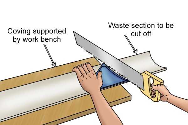 Coving supported by workbench