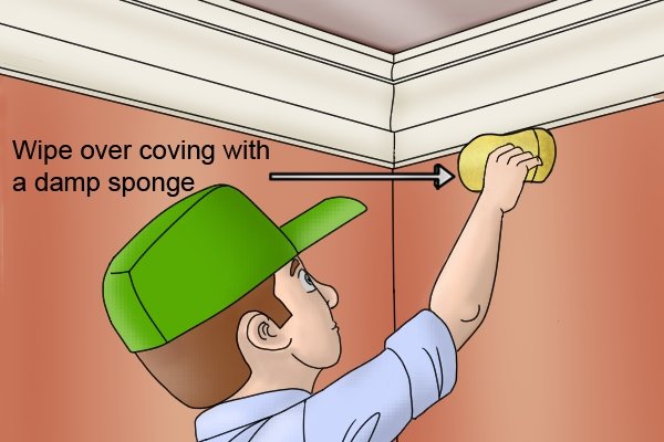 Wiping over the coving with a damp sponge will smooth out any joints.