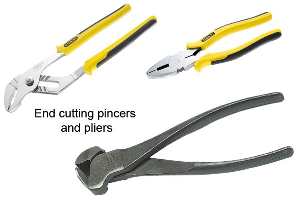 Tools used before concretor's nippers and pliers were developed included pliers and end cutting pincers.