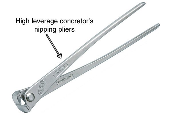 High leverage concretor's nipping pliers