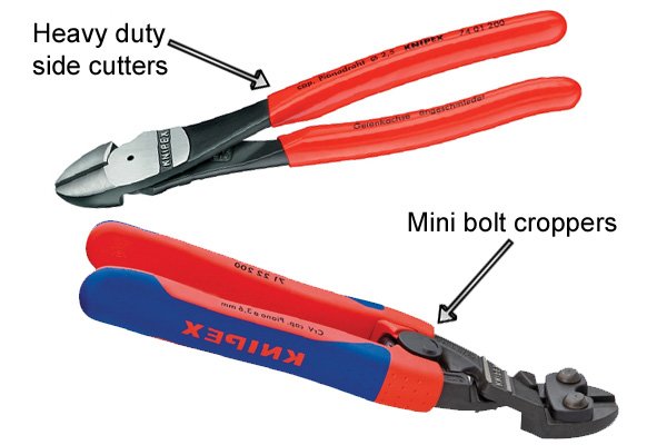 Heavy duty side cutters or mini bolt croppers are the best tools for cutting nails.