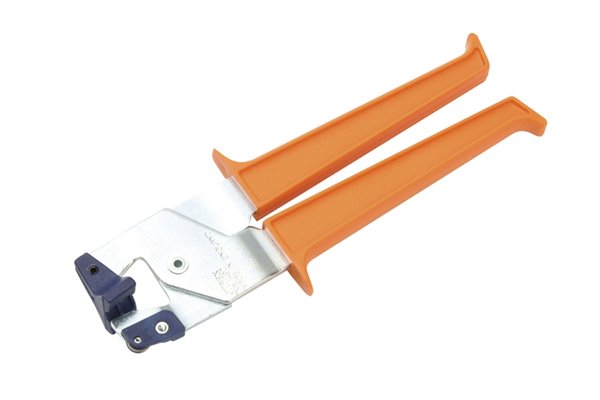 Hand held tile cutters can cut curves in tiles.