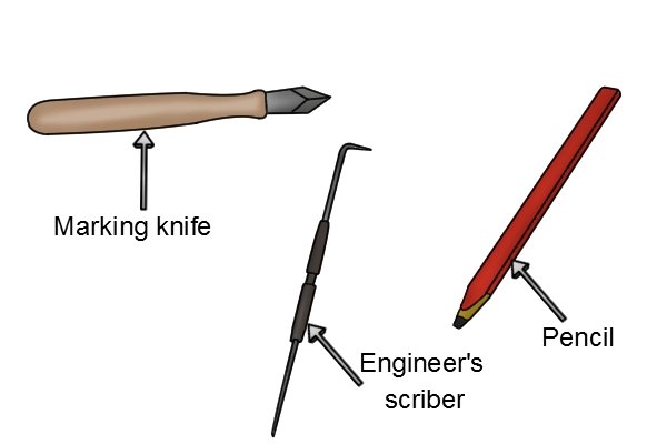 Marking tools, pencil, engineers scriber, marking knife