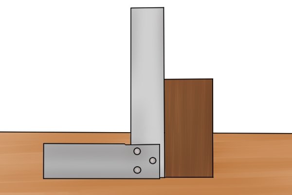 The outside of an engineer's square can be used to check a workpiece is square by butting the square up to the workpiece and checking for light shining between the two.