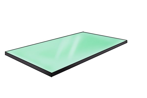 A sheet of float glass provides a reliable flat and even surface to sand the engineers square on.
