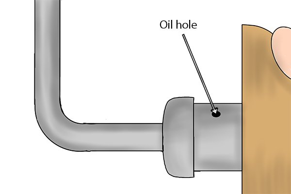 Braces with ball bearing mounted heads will often have an oil hole to keep the bearings lubricated.