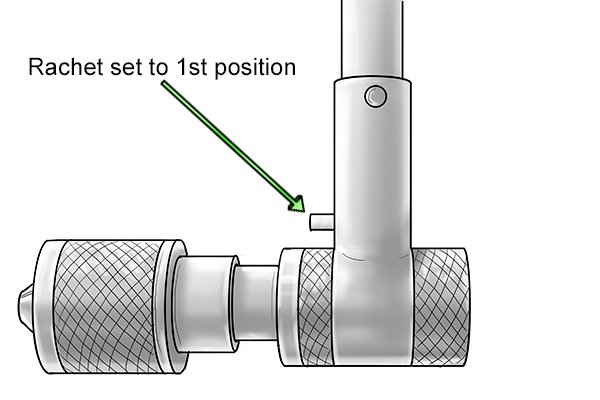 With the bar on the brace ratchet in this position the 1st setting of the ratchet is selected