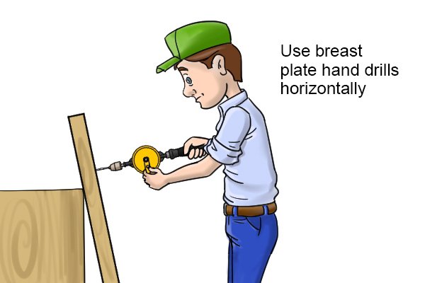 Use a brast plate hand drill horizontally so you can apply more pressure through the drill with your chest and body weight
