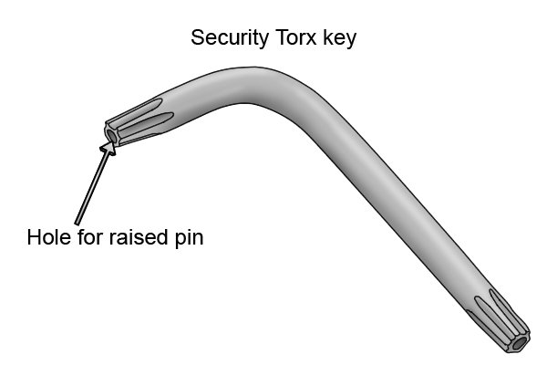 Security Torx keys have a hole drilled into the ends of them for the pin on the corresponding fastener head.