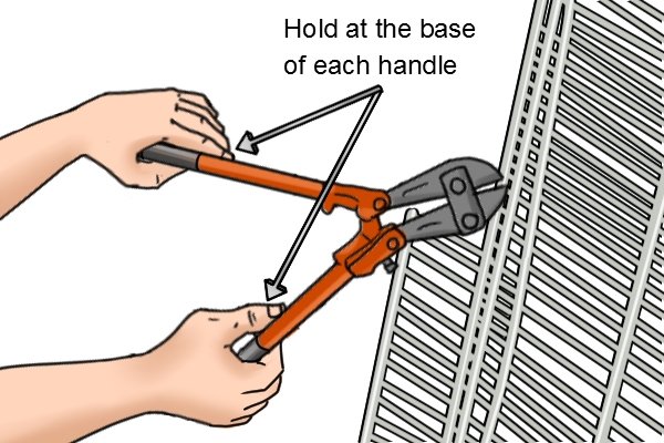 Holding large sprue cutters with each hand at the base of their handles will allow you to apply more leverage and cutting force.