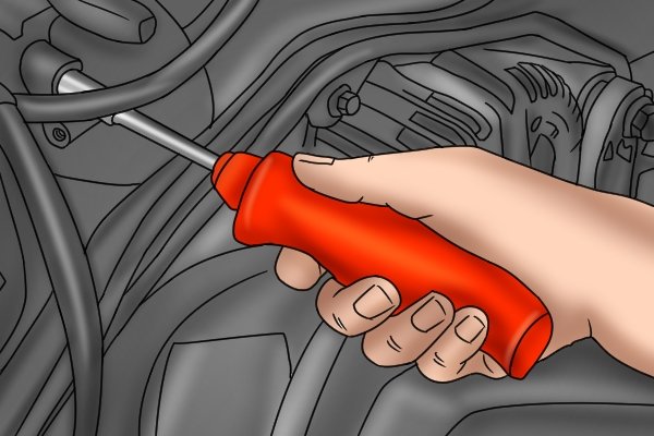 Spinner handle and socket being used on a car engine
