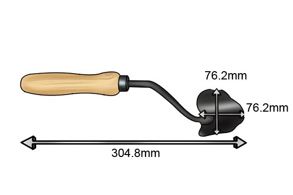 Dimensions of a ladle garden trowel 304.8mm, 76.2mm and 76.2mm