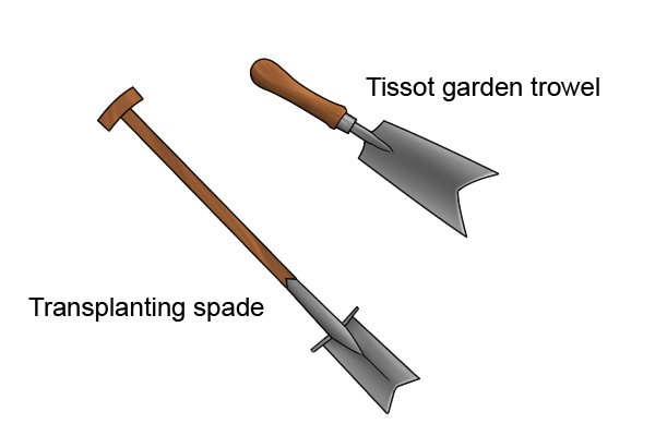 Transplanting spade and tissot trowel
