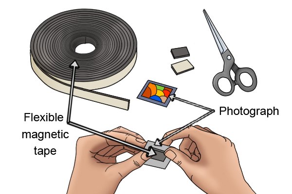 Making a fridge magnet with flexible magnetic tape and a photograph