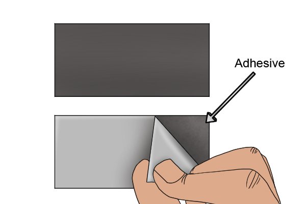 Adhesive on a flexible magnetic sheet label