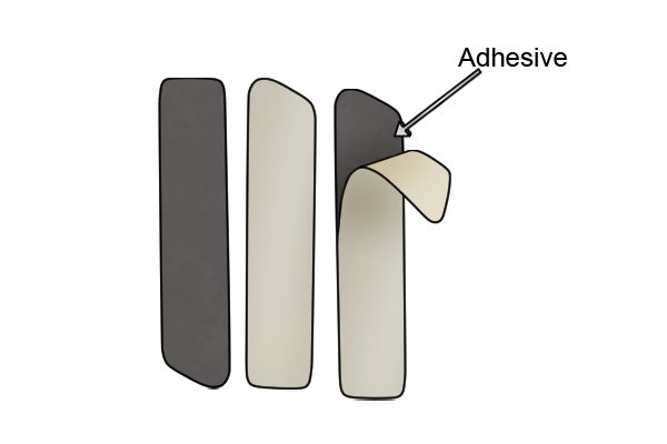 Magnetic tape cut into strips with labelled adhesive