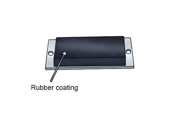 Through hole magnetic mounting pad rubber coating