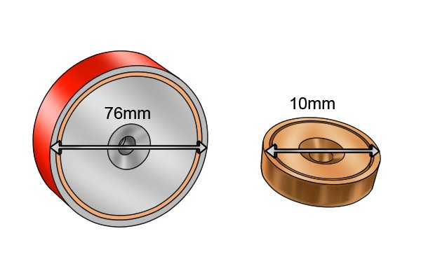 Diameter of countersunk pot magnet 10mm and 76mm