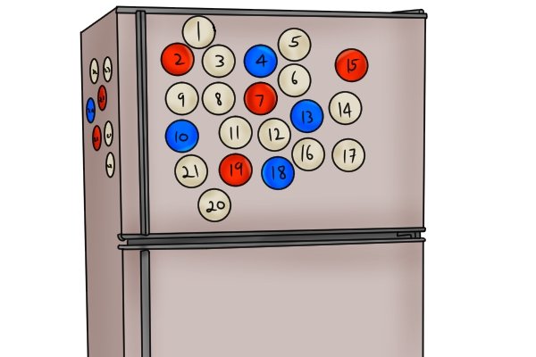 Fridge with a wide variety of flat planning magnetic discs