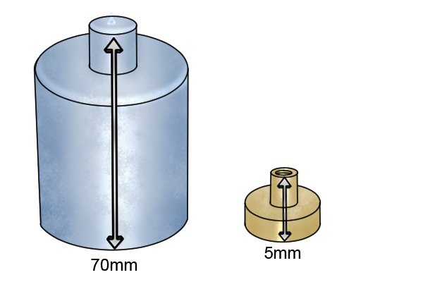 Depth of stud pot magnet 5mm and 70mm