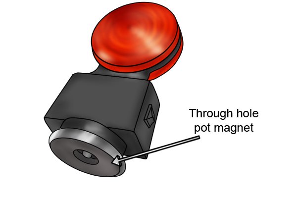 Tow light kit with a through hole pot magnet attached