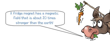 Wonkee Donkee says "A fridge magnet has a magnetic field that is about 20 times stronger than the earth!"