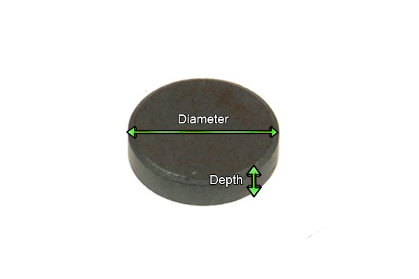 Diameter and depth of a silver basic magnetic disc