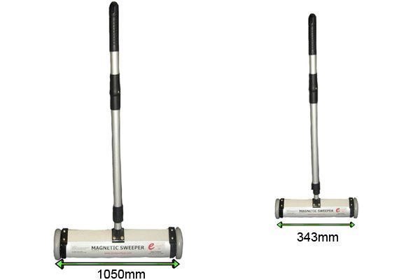 Overall width of a standard push magnetic sweeper 343mm and 1050mm
