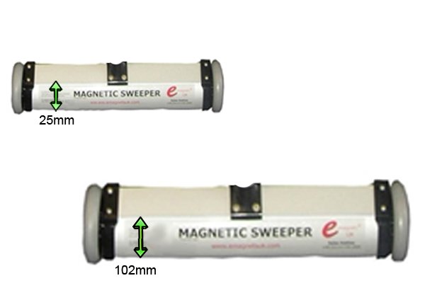 Height of a standard push magnetic sweeper 25mm and 102mm