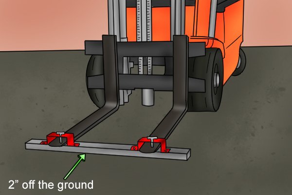 Fork pocket forklift magnetic sweeper 2" from the ground