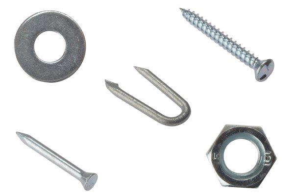 Ferromagnetic materials: screw, bolt, nut, washer, and staple