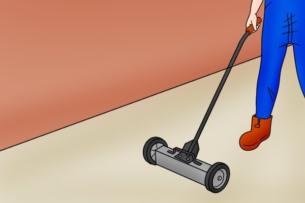 Pushing a standard push magnetic sweeper 