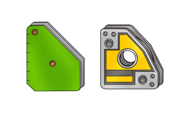 Two magnetic square fixed multi angle weld clamp magnets with two different sets of angles