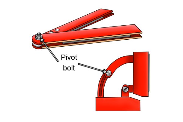 Pivot bolt on a lightweight and heavy duty variable angle weld clamp magnet