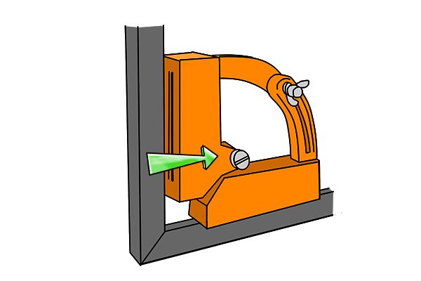 90 degree weld clamp magnet holding two pipes that are touching