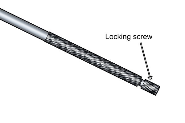 Locking screw on a telescopic gauge